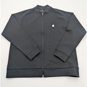 Apple Store Employee‎ Bomber Jacket Mens Small Black White Logo Full Zip Preppy